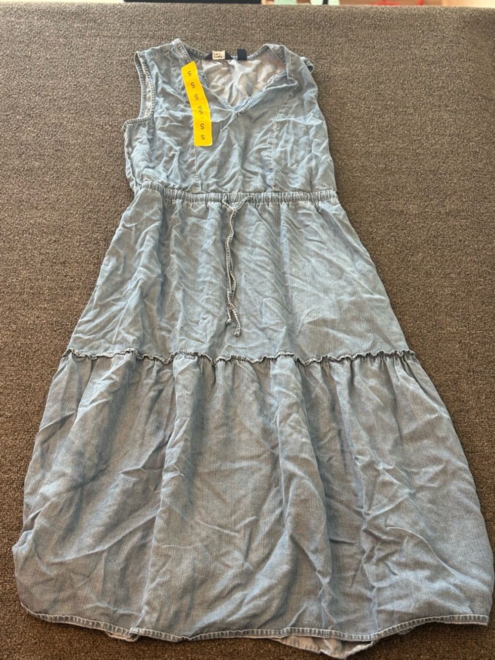 Women’s Lands End Light Blue Tiered Cotton Dress - Casual Summer